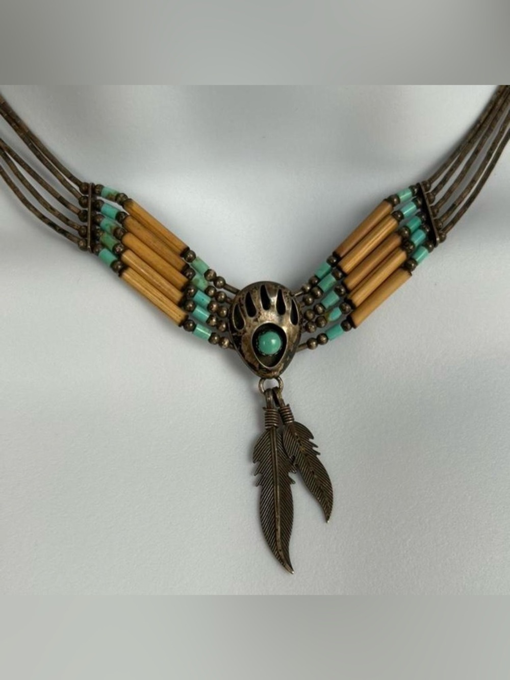 70s Bohemian Vintage Hippie Southwestern Sterling Silver Necklace - Picture 2 of 8
